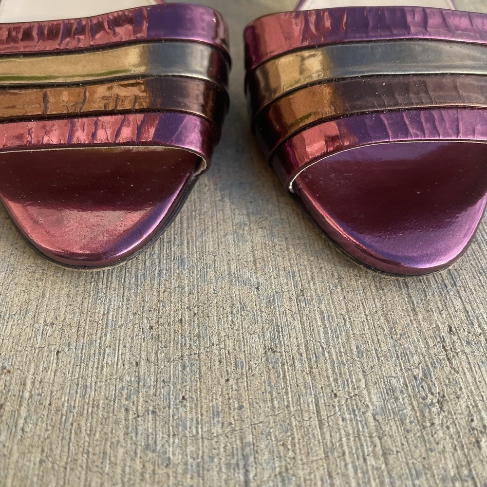 Prada Milano Slide Sandals Metallic Pink Gold Leather Open Toe Heel EU 38 US 7.5 - Picture 2 of 9